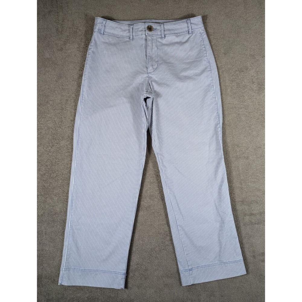 Old‎ Navy Womens Size 4 White and Blue Denim Striped Cropped Pants